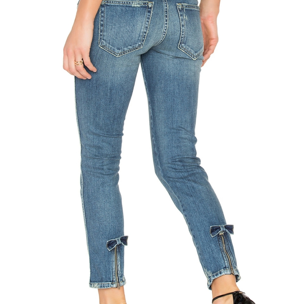 AMO BOW girl crush ankle zip bow detail jeans